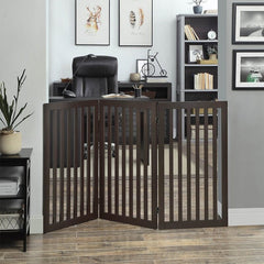 60" W  Wooden Free Standing Pet Gate Dual-Sided Folding System, Allowing U/Z Shape Folding. Perfect for Your Small Puppy