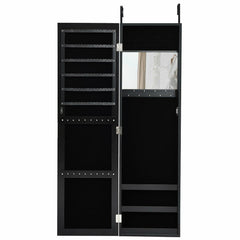 Wall Door Mounted Mirrored Jewelry Cabinet Storage Organizer