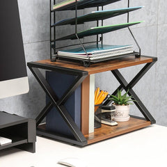 Desk Organizer Multifunction Double Tiers, Double Storage Space for a Printer, Fax Machine, Scanner, Paper, Files, Books, Staplers