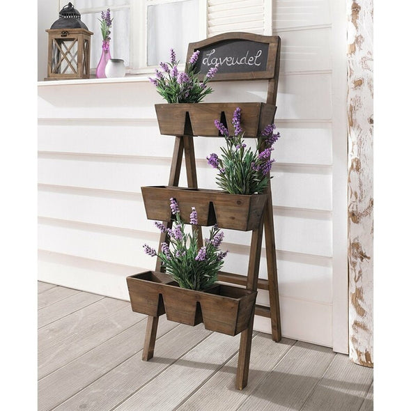 Wood Vertical Garden Three Shelves Display Your Potted Plants Wooden Plant Stand is Perfect for Outdoor