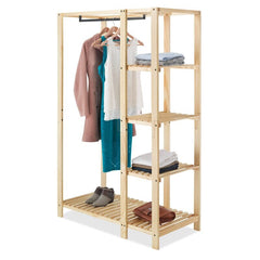 Slat Wood 44" W Closet System Adds Additional Space to your Bedroom or Closet Natural Wood with a Metal Hanging Bar