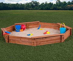 78" x 9" Solid Wood Octagon Sandbox with Cover Perfect Addition to Your Backyard Play Equipment