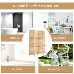 4 Panel Room Divider Folding Privacy Wooden Screen with Three Clever Shelf Portable Partition Screen Screen Wood for Home Office