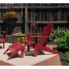 Red Selkirk Solid Wood Adirondack Chair Slightly Rounded Backrest For Optimal Comfort