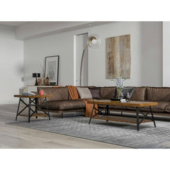 Natural Pine Brown Coffee Table with Storage Solid Pine Planked top Solid Steel with Angled Legs, Cross-Bracing