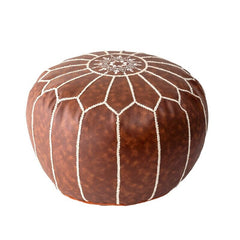 20'' Wide Faux Leather Round Pouf Ottoman Perfect for any Room Soft Cushion