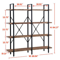 4 Shelves D Khat Iron Etagere Bookcase Fit Perfectly in The Living Room, Entryway, Bedroom, Kitchen Durable Anti-tip Kit