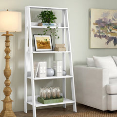 True White Haralda 55'' H x 24.1'' W Ladder Bookcase Perfect for Living Room of Home Office to Add Sophisticated Organization