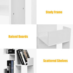 White Bookcase 8-tier Bookshelf 8 Open Shelves for Storing and Displaying Books 8 Spacious Shelves Allows your Home to Expand Storage