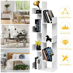 White Bookcase 8-tier Bookshelf 8 Open Shelves for Storing and Displaying Books 8 Spacious Shelves Allows your Home to Expand Storage