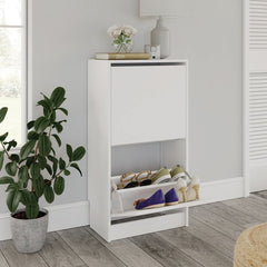 8 Pair Shoe Rack Two Tilt-Out Doors That Conceal Shoe Storage Compartments Adjustable Divider To Keep your Sneakers, Heels, Or Dress Shoes