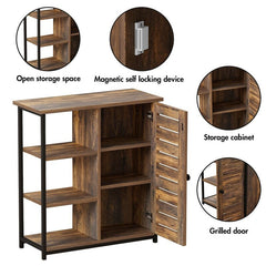 Steel 1 - Door Accent Cabinet A Multifunctional Storage Cabinet with 3 Open and 2 Hidden Shelves Perfect for Organize