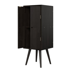 Dark Brown Solid Wood 2 - Door Accent Cabinet Modern Style, and Essential Storage, To Your Living Room Or Dining Room Splayed Legs