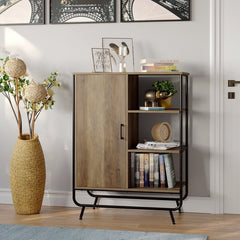 1 - Door Accent Cabinet Storage Cabinet Organizer 3 Side Shelves Keeps Everything Storage Cabinet for Living Room or Bedroom