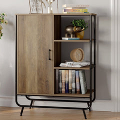 1 - Door Accent Cabinet Storage Cabinet Organizer 3 Side Shelves Keeps Everything Storage Cabinet for Living Room or Bedroom