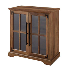 Reclaimed Barnwood 2 Door Accent Cabinet Adjustable Shelf, Soft-Close Glass Doors to Display and Easily Access your Dinnerware Essentials