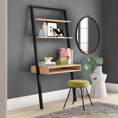 Oak Black Leaning Ladder Desk Perfect for Storage Space this Ladder Desk Fit for any Room Living Room, Bedroom, Office for Space Saving