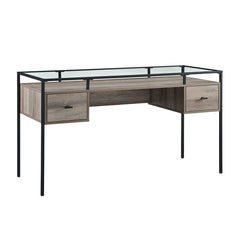 Gray Wash Glass Desk Space for Important Documents and Sophisticated Office Supplies Contemporary Writing Desk