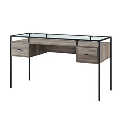 Gray Wash Glass Desk Space for Important Documents and Sophisticated Office Supplies Contemporary Writing Desk