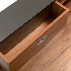 Desk with Hutch Storage, and an Open Shelf on the Right Side with a Removable Shelf Board Provides Adjustable Space