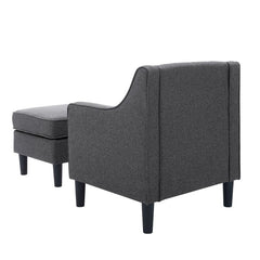 Tufted Armchair and Ottoman with Tall Legs that Provide Comfort and Style. Paired with the Ottoman, this Comfortable Set