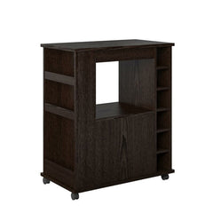 Espresso Kitchen Cart with Locking Wheels Open Shelf and Bottom Cabinet Kitchen Cart Provides the Extra Room you Need