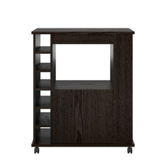 Espresso Kitchen Cart with Locking Wheels Open Shelf and Bottom Cabinet Kitchen Cart Provides the Extra Room you Need