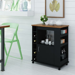 Kitchen Cart with Locking Wheels Open Shelf and Bottom Cabinet Kitchen Cart Provides the Extra Room you Need