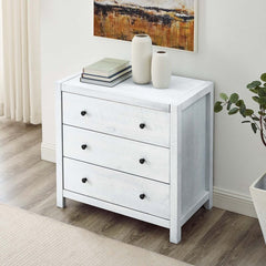 White Washed 3 Drawer Dresser Three-Drawer Accent Chest Stands on in Style Perfect for Storing Everything with Full Extension Side Glides