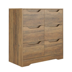 Rustic Brown 6 Drawer Unique Cut-Out Drawer Handles and Ample Desktop for Home Office Hunting for a Perfect Solution To All your Storage