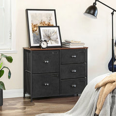 5 Drawer Dresser Organize Scattered Toys, Throw Blankets, and your Favorite Sweaters Storage Space in your Bedroom Or Guest Room