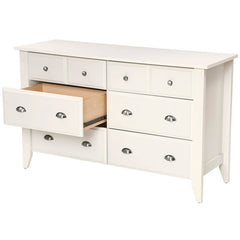 Soft White 6 Drawer Dresser Six Drawers on Ball-Bearing Glides Drawers Features Six Drawers that Open and Close on Smooth Metal Runners