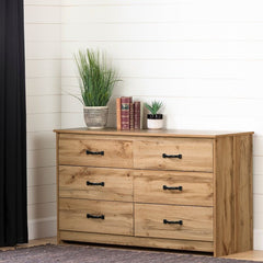 Nordik Oak 6 Drawer Double Dresser Six Handy Storage Drawers  Putting your Clothes Away is Easy Perfect for your Bedroom