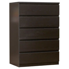 5 Drawer Chest Open Smoothly on Ball-Bearing Glides, Revealing Ample Space To Tuck Away Spare Linens Shirts, Pants, and Other Wardrobe