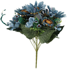 Beferr Artificial Sunflower Bouquet Fake Silk Sunflower Flower for Garden Art Home Table Party Wedding Decor (Blue)