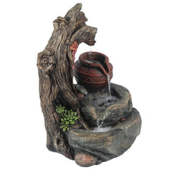 Daulton Resin Tree Stump and Rock Outdoor Fountain Incorporate the Soothing Sights and Sounds of Water into Your Yard, Garden or Landscape