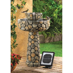 Olivas Resin Solar Cobblestone Water Fountain Give your Garden or Walkway a Touch of Charm with Lovely fountain, A Cobblestone-Inspired