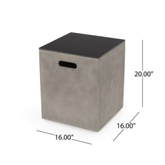 Aido Outdoor Modern Tank Holder Side Table - 16.00" W x 16.00" L x 20.00" H Provide your Backyard Space with a Convenient Side Table