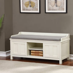 Wood Cushioned Storage Bench Keep your Entryway Or Mudroom Storage Vench. A Plush Foam-Filled Cushion Gives you A Comfortable Spot