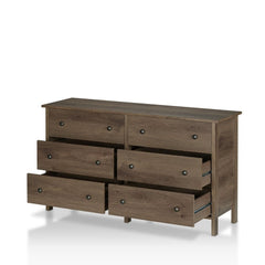 Distressed Walnut Dresser - 6-drawer Gliding Drawers Provide Plenty of Space for your Clothing and Must-Have Items Ball Bearing Metal Glides