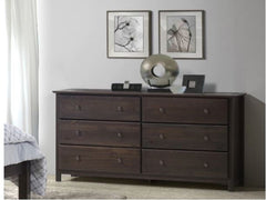 Espresso 6-drawer Solid Wood Dresser Find Enough Storage Space for Every Season's Clothing Inside this Six-Drawer Dresser Classic Style