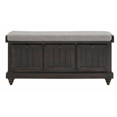 Antique Black Hemmer Upholstered Flip Top Storage Bench Pulling Double Duty As A Sitting and Storage Area for your Entryway or Bedroom