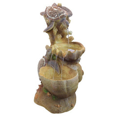 Resin Turtle Cove Cascading Sculptural Fountain with LED Light Bring A Smile and is the Crowning Statement in your Garden or on your Patio