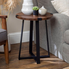 Dark Walnut Enrique Cross Legs End Table From Modern Farmhouse To Urban Industrial, This Side Table is A Perfect your Living Room