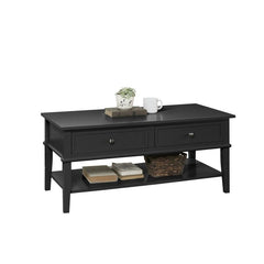 Black 4 Legs Coffee Table with Storage Keep your Entertainment Essentials Nearby on the Coffee Table Offers Plenty of Room