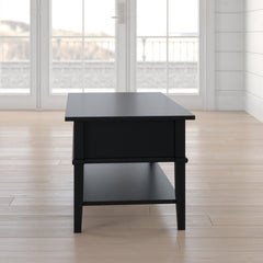 Black 4 Legs Coffee Table with Storage Keep your Entertainment Essentials Nearby on the Coffee Table Offers Plenty of Room