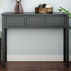 Solid Wood Console Table Give Any Odds and Ends Strewn About your Entryway Three Drawers On Wooden Glides Provide Out