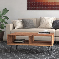 Lend your Living Room A Modern Look with A Dash of Rustic Charm Coffee Table Two Open Cubbies Provide A Place for Magazines, Books