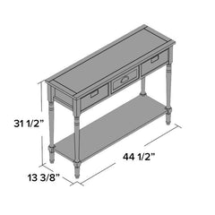 Gray Solid Wood Console Table for Any Entry Hall. Finished Pine Beautifully Highlights Two Woven Rattan Pull-Out Baskets