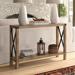 Reclaimed Barnwood Console Table Bring A Refined Rustic Style to Your Space with This Console Table X-Frame Sides Open Lower Shelf